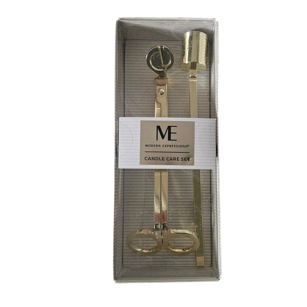NEW Modern Expressions Gold Candle Wick Trimmer Snuffer Care Set New